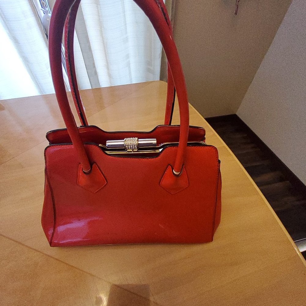 Red vinyl purse